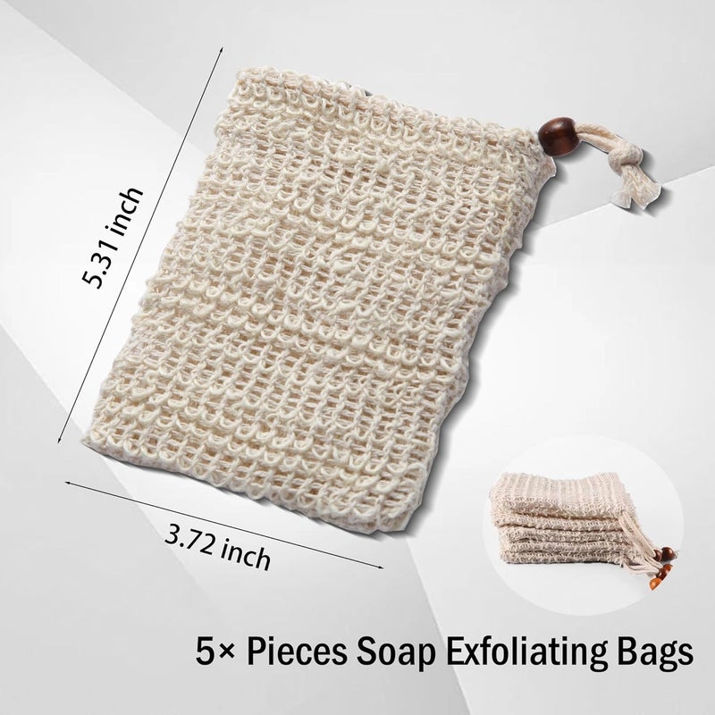 RGQHM 5PCS Natural Exfoliating Soap Bags EcoFriendly Reusable Bar Soap Pouch Portable Travel Home Deep Cleansing Soap Saver - Image 2