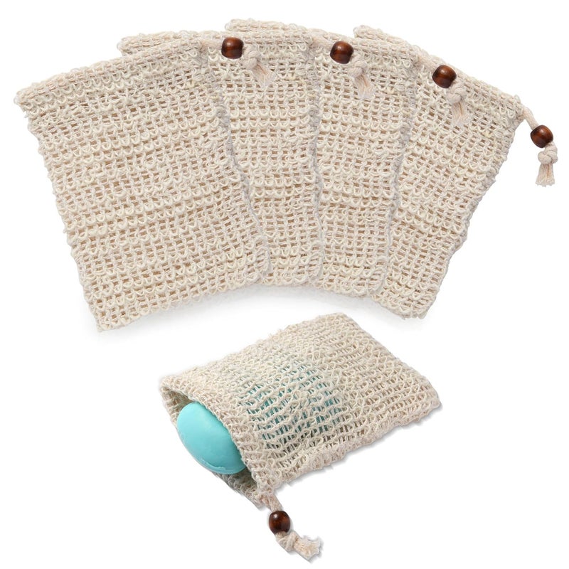 RGQHM 5PCS Natural Exfoliating Soap Bags EcoFriendly Reusable Bar Soap Pouch Portable Travel Home Deep Cleansing Soap Saver - Image 1