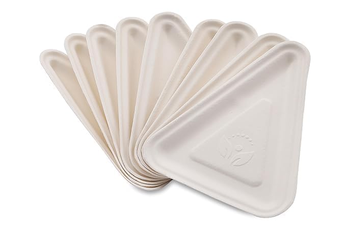 SHOP  SHOPPEE SHOP & SHOPPEE Sugarcane Bagasse Disposable Plates | Eco-Friendly Biodegradable Snack & Dinner Plates (Pack of 50, White) - Image 3