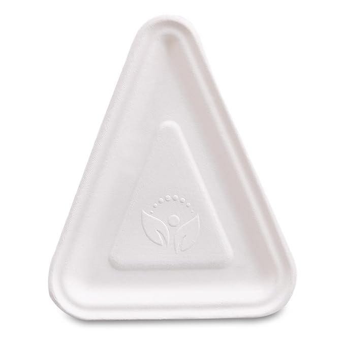 SHOP  SHOPPEE SHOP & SHOPPEE Sugarcane Bagasse Disposable Plates | Eco-Friendly Biodegradable Snack & Dinner Plates (Pack of 50, White) - Image 2