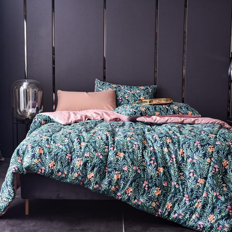 Cupocupa Duvet Cover Queen Size Set Boho Floral Pattern Duvet Cover Queen for Queen Size Bed Vintage Soft Bedding Leaf Print Paisley with Pillowcases - Image 1