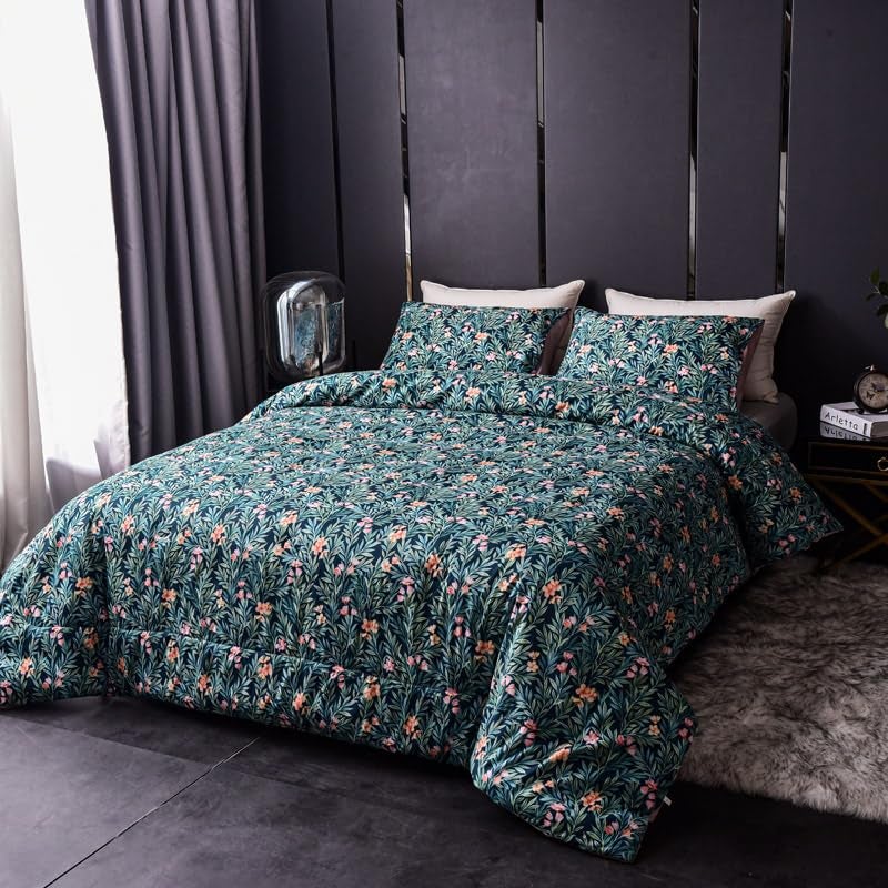 Cupocupa Duvet Cover Queen Size Set Boho Floral Pattern Duvet Cover Queen for Queen Size Bed Vintage Soft Bedding Leaf Print Paisley with Pillowcases - Image 2