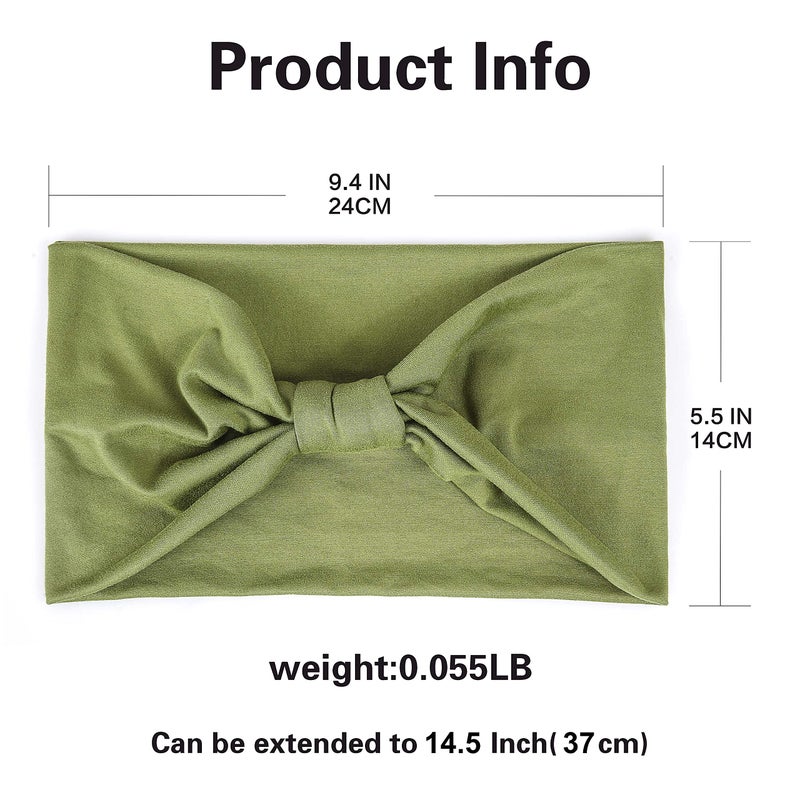GiLi 6 Pack Wide Headbands for Women Non Slip Soft Elastic Hair Bands Yoga Running Sports Workout Gym Head Wraps, Knotted Cotton Cloth African Turbans Bandana (with 6 Pcs Hair Ties) - Image 2