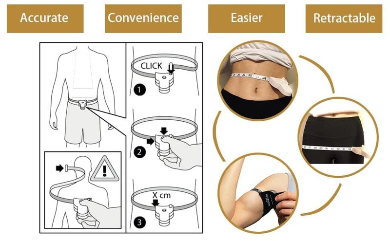 TEKCOOL شريط قياس الجسم مع دبوس قفل وزر قابل للسحب 150 سم شريط قياس لقياس الجسم لقياس الدهون وفقدان الوزن شريط خياطة شريط خياط (متعدد الألوان) - Image 5