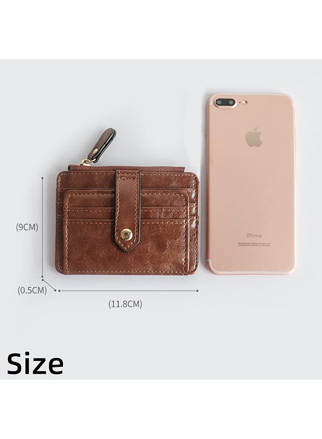 erorex Small Coin Purse Leather Student Wallet Short Card Holder Zipper Earphone Storage & Finishing Bag Button Closure Small Body & Large Capacity Transparent Window Photos Smooth Zip Pink  - Image 3