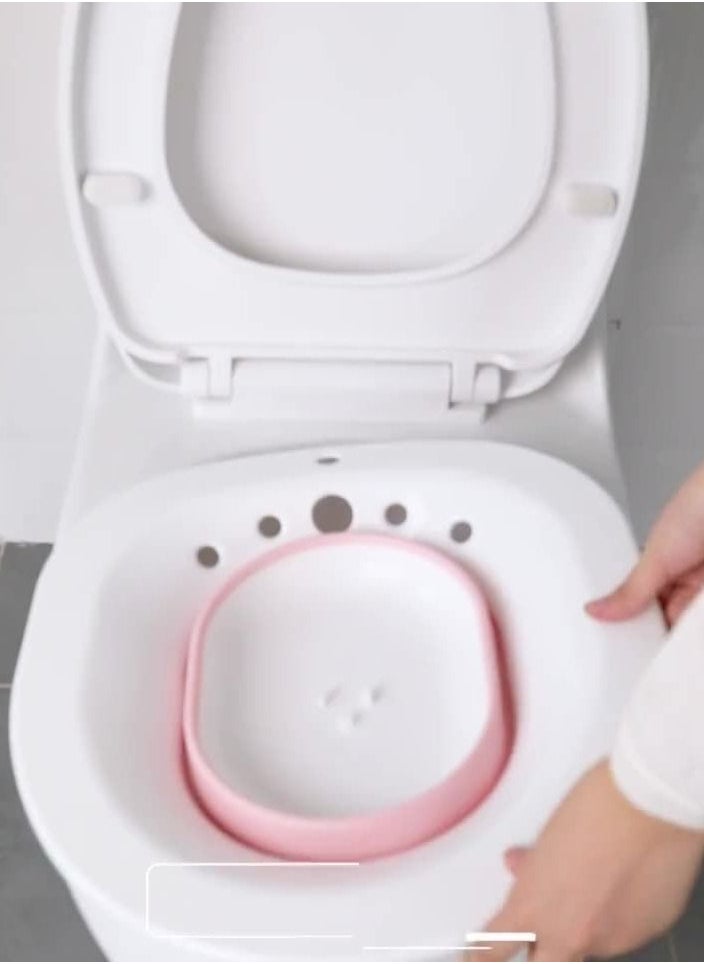 XiuWoo - Sitz Bath for Toilet Seat, Hemorrhoids, Postpartum Care, with Flusher, Comfortable Seating, Deep Enough, Relieve Pain, Anti Overflow, Easy to Use and Clean, Water Massage, Foldable - Image 1