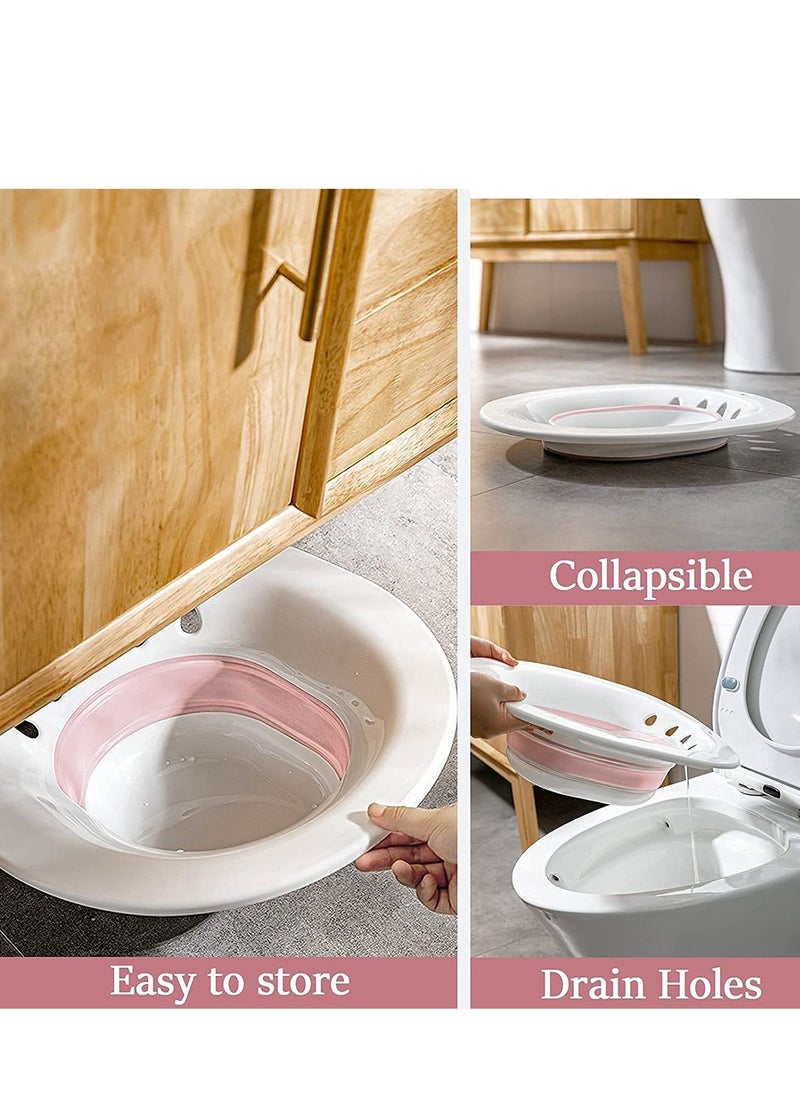 XiuWoo - Sitz Bath for Toilet Seat, Hemorrhoids, Postpartum Care, with Flusher, Comfortable Seating, Deep Enough, Relieve Pain, Anti Overflow, Easy to Use and Clean, Water Massage, Foldable - Image 1