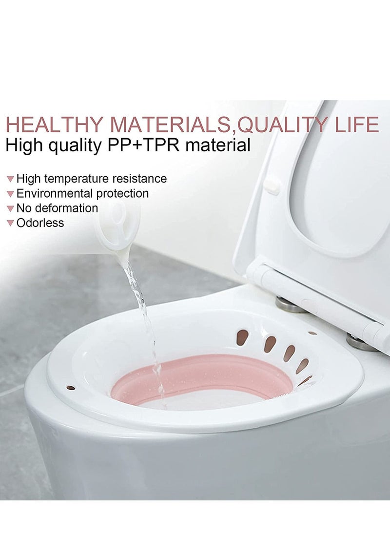 XiuWoo - Sitz Bath for Toilet Seat, Hemorrhoids, Postpartum Care, with Flusher, Comfortable Seating, Deep Enough, Relieve Pain, Anti Overflow, Easy to Use and Clean, Water Massage, Foldable - Image 1