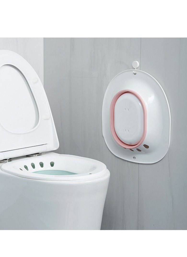 XiuWoo - Sitz Bath for Toilet Seat, Hemorrhoids, Postpartum Care, with Flusher, Comfortable Seating, Deep Enough, Relieve Pain, Anti Overflow, Easy to Use and Clean, Water Massage, Foldable - Image 1