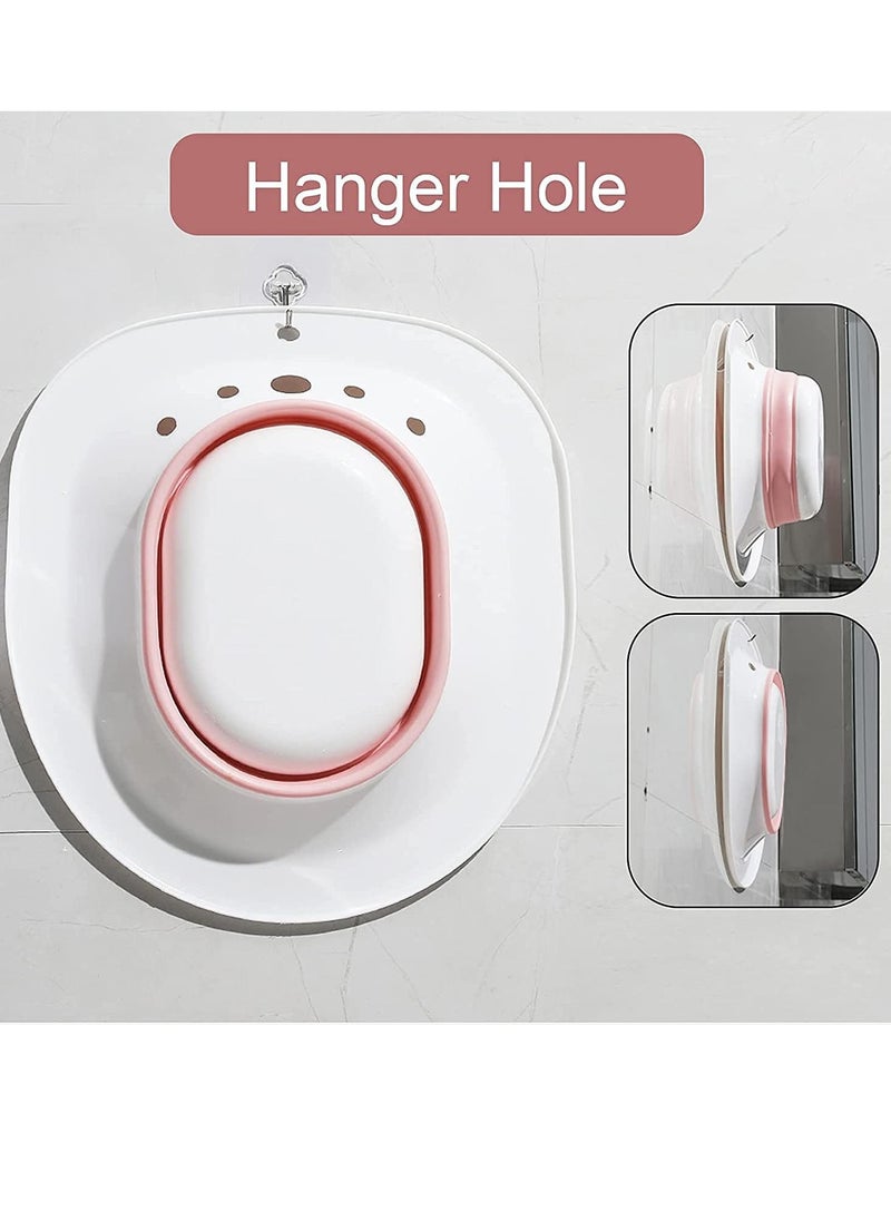 XiuWoo - Sitz Bath for Toilet Seat, Hemorrhoids, Postpartum Care, with Flusher, Comfortable Seating, Deep Enough, Relieve Pain, Anti Overflow, Easy to Use and Clean, Water Massage, Foldable - Image 1