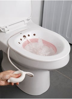 Sitz Bath for Toilet Seat, Hemorrhoids, Postpartum Care, with Flusher, Comfortable Seating, Deep Enough, Relieve Pain, Anti Overflow, Easy to Use and Clean, Water Massage, Foldable