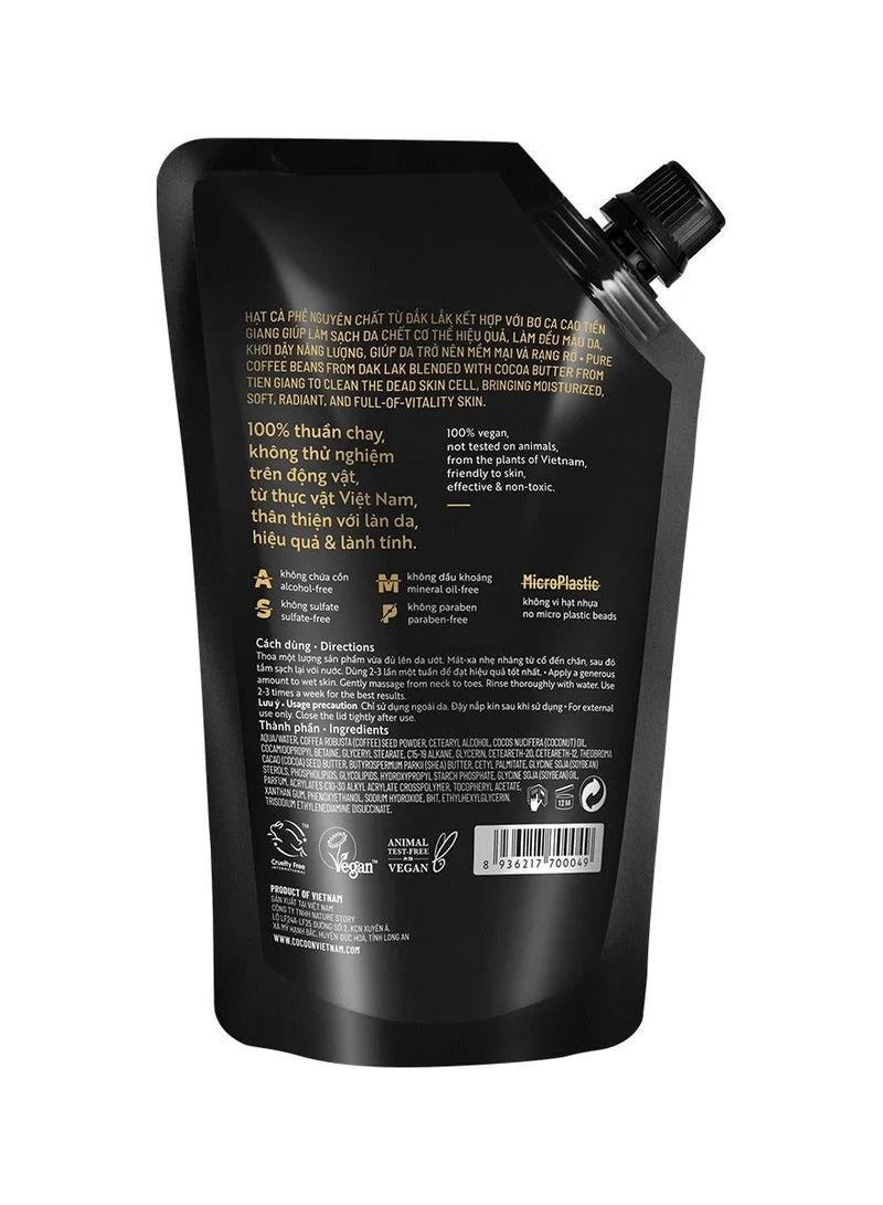 The Cocoon Original Vietnam 600 ml The Cocoon Dak Lak Coffee Body Polish Refill Pouch, Vegan Exfoliating Scrub, Cocoa Butter Moisturizer, Dead Skin Remover, Smooth Glowing Skin Care, ELLE Beauty Award Winner, 600ml  | Best Price UAE