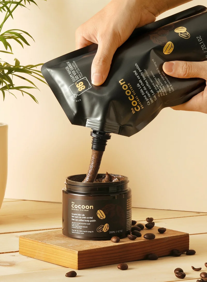 The Cocoon Original Vietnam 600 ml The Cocoon Dak Lak Coffee Body Polish Refill Pouch, Vegan Exfoliating Scrub, Cocoa Butter Moisturizer, Dead Skin Remover, Smooth Glowing Skin Care, ELLE Beauty Award Winner, 600ml  | Best Price UAE
