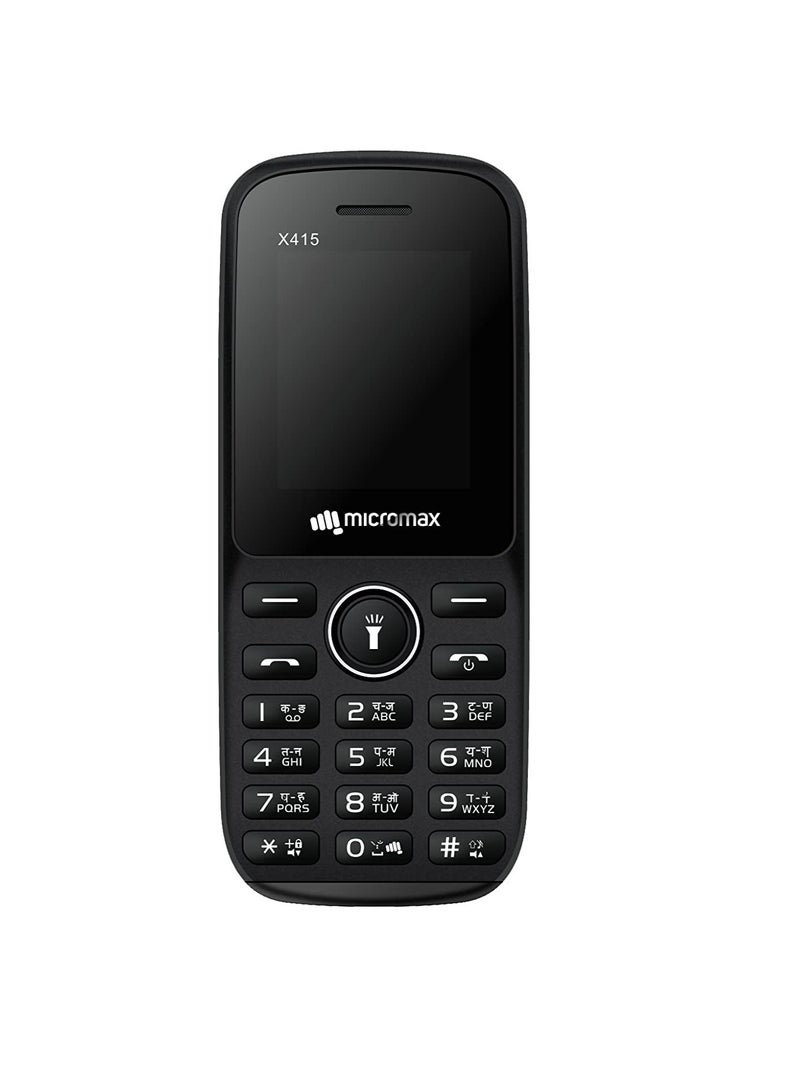ميكروماكس موبايل Micromax X415 بشريحتين، بطارية 1000 مللي أمبير، شاشة 1.77 بوصة، راديو FM لاسلكي، كشاف – أسود - Image 2