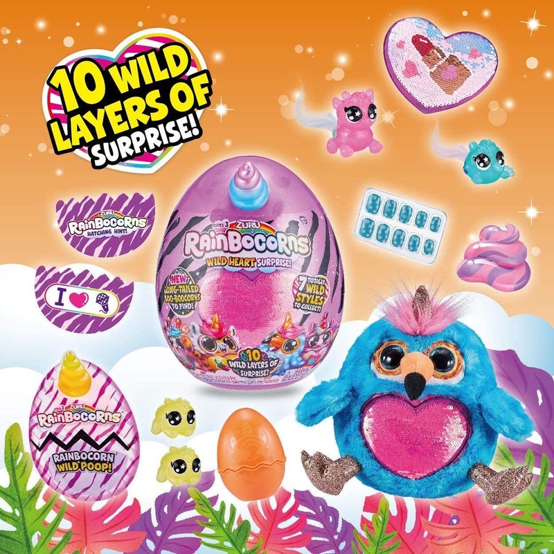 Rainbocorns Wild Heart Surprise Zebra - 11" Collectible Plush Stuffed Animal - 10 Layers of Surprises, Unicorn Slime Mix, Nail Decals, Sparkle Sequin, Ages 3+ by ZURU - Image 3