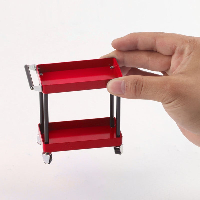 2-Tier Metal Mini Tools Trolley - Mobile With Wheels, Durable Small Parts Storage for Garage Workshop, RC Scale Model Repair - Image 5