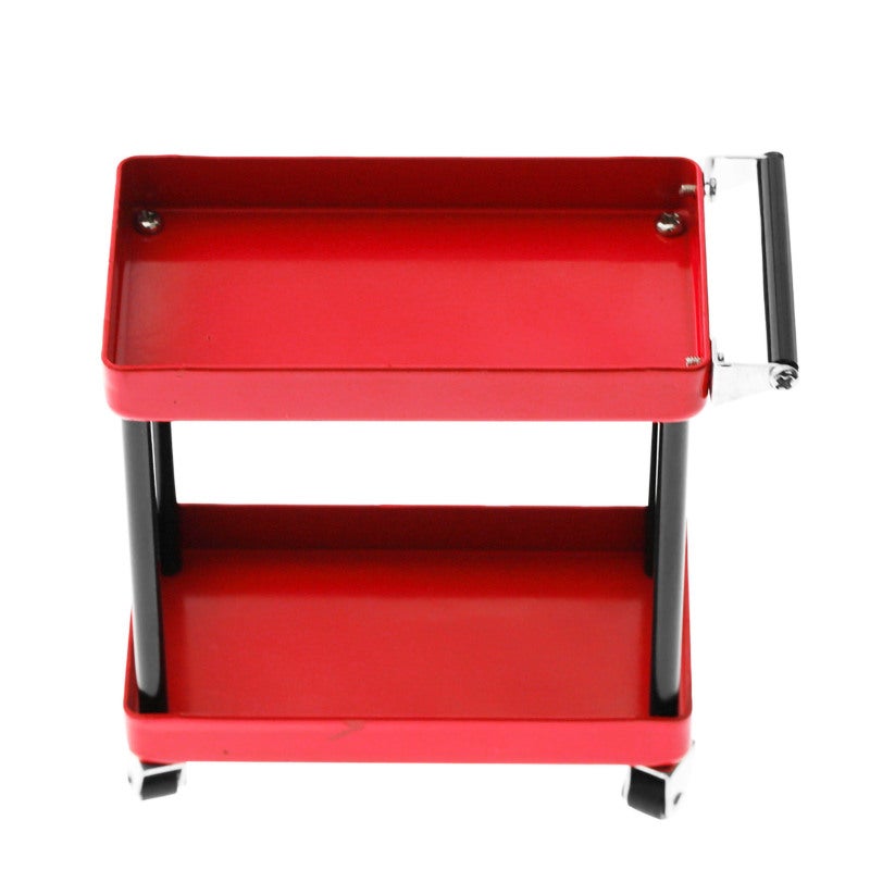 2-Tier Metal Mini Tools Trolley - Mobile With Wheels, Durable Small Parts Storage for Garage Workshop, RC Scale Model Repair - Image 2