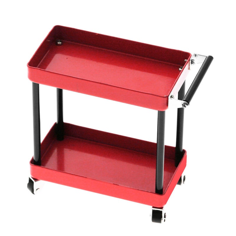 2-Tier Metal Mini Tools Trolley - Mobile With Wheels, Durable Small Parts Storage for Garage Workshop, RC Scale Model Repair - Image 4
