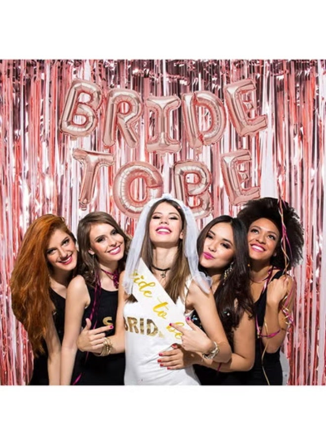 fantasize Bachelorette Party Decorations, Rose Gold Balloon Bridal Belt, Veil, Stickers, Confetti Balloon Set, Tassel Curtains, Bachelorette Party Supplies, Bridal Shower Decorations - Image 5