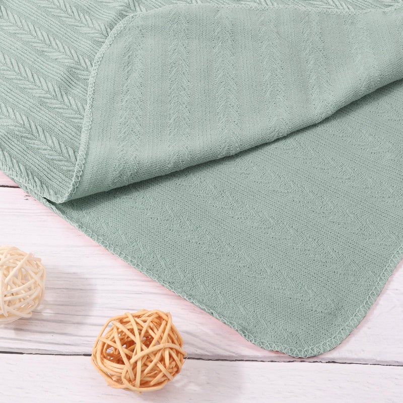 AQOKKA Newborn Receiving Blanket with Bow Hat Mittens Wooden Card Set Wheat-Pattern Newborns Toddler Baby Boy Girl Nursery Swaddle Wrap - Image 4