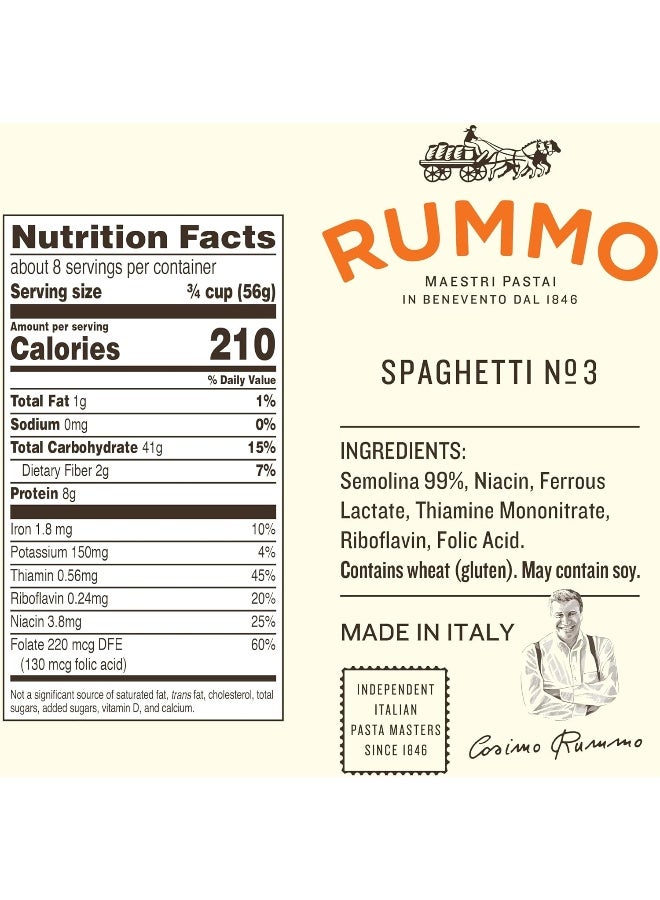 Rummo Spaghetti Pasta N.3 - Spaghetti Pasta Noodles, Durum Wheat Pasta, Thin Spaghetti Noodles, Italian Pasta, Dry Pasta - 16 Ounce (Pack of 5) - Image 2