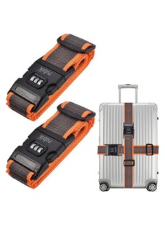Rubik 78 Inch Heavy Duty Luggage Strap with Password, Adjustable Travel Packing Belt for Bag Baggage Suitcase Safety (2 Pack) Orange/Grey  - Image 1