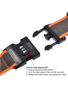 Rubik 78 Inch Heavy Duty Luggage Strap with Password, Adjustable Travel Packing Belt for Bag Baggage Suitcase Safety (2 Pack) Orange/Grey  - Image 2