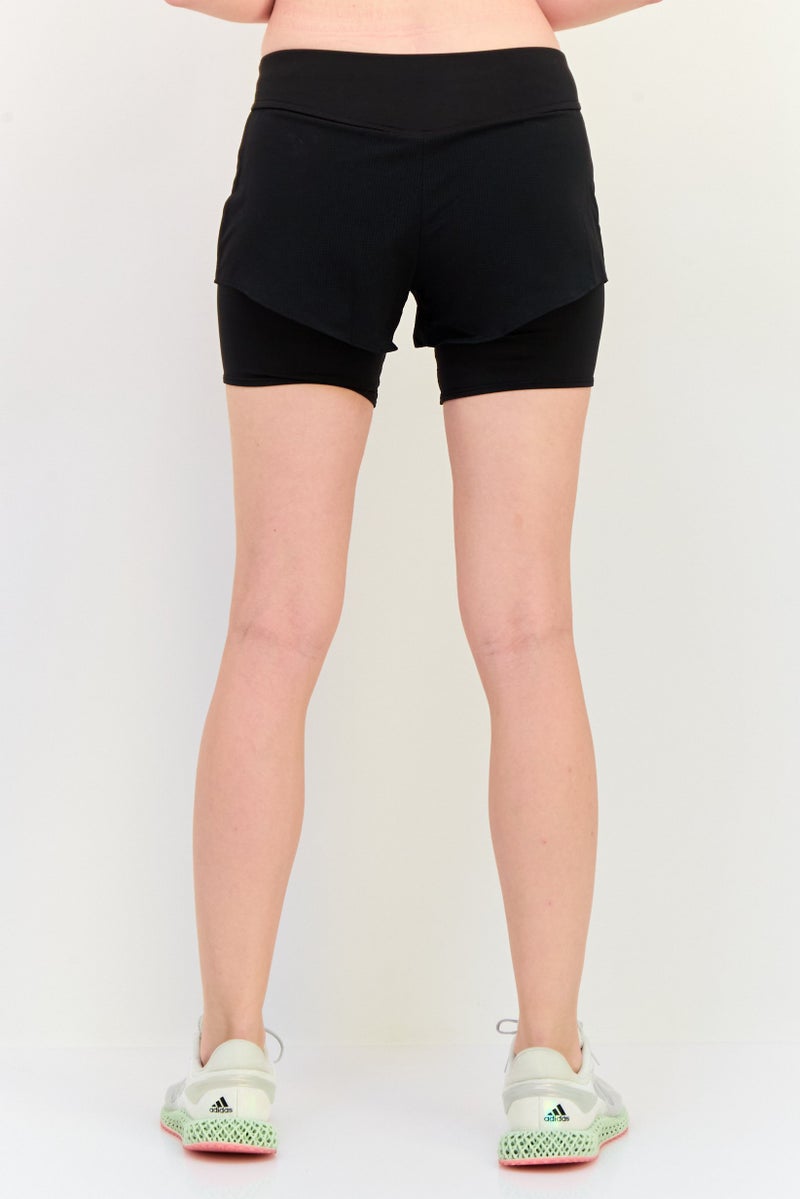 Reebok Women Sportswear Fit 2 In 1 Running Shorts, Black - Image 2