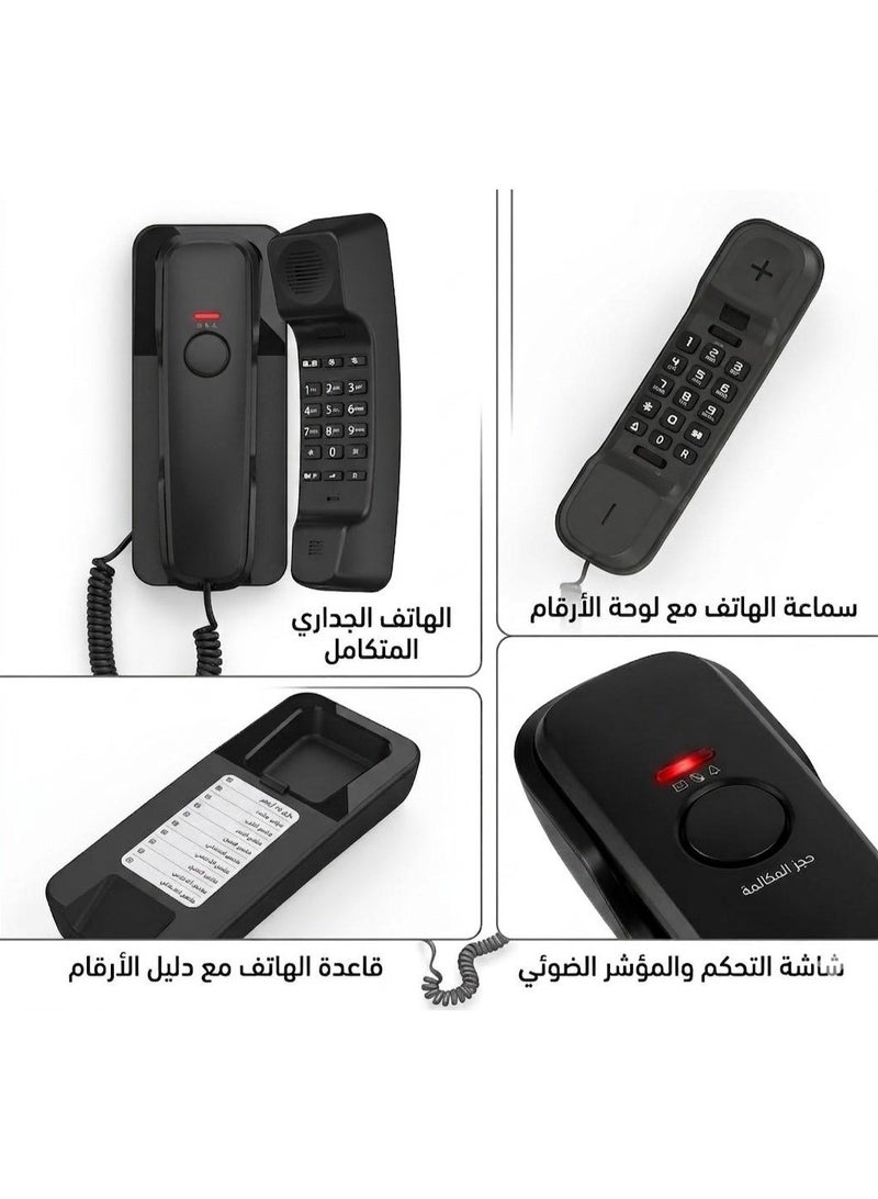 هاتف أرضي تصميم عصري، جودة صوت عالية، ولوحة مفاتيح مريحة مثالي للمنازل والمكاتب هاتف أرضي سلكي - Image 2