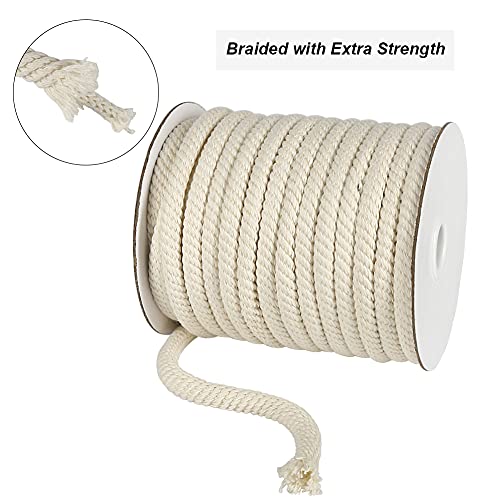 Tenn Well 8mm Cotton Rope, 66 Feet Braided Cotton Cord, Multi-Purpose Rope for Macrame Knotting, Wall Hangings, Clothes Lines, Drawstings and DIY Crafts (Beige) - Image 2