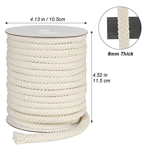 Tenn Well 8mm Cotton Rope, 66 Feet Braided Cotton Cord, Multi-Purpose Rope for Macrame Knotting, Wall Hangings, Clothes Lines, Drawstings and DIY Crafts (Beige) - Image 5