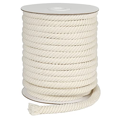 Tenn Well 8mm Cotton Rope, 66 Feet Braided Cotton Cord, Multi-Purpose Rope for Macrame Knotting, Wall Hangings, Clothes Lines, Drawstings and DIY Crafts (Beige) - Image 1
