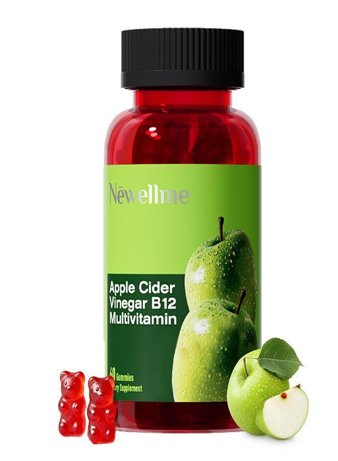NEWELLME ACV Gummies with The Mother & B12 – Sugar-Free, Great-Tasting Vegan Gummies for Digestion, Metabolism & Daily Energy Support, 60 Count - Image 1