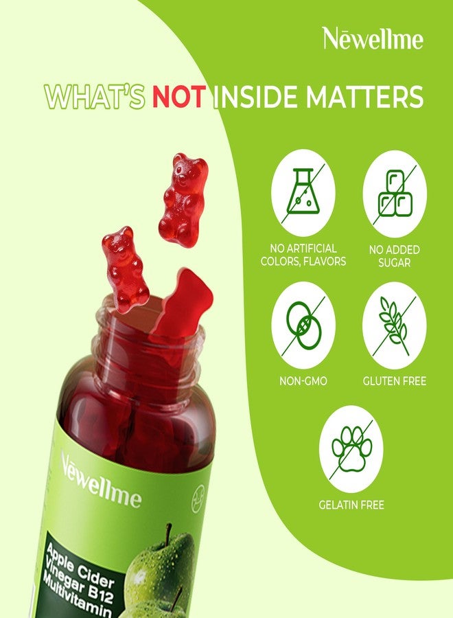 NEWELLME ACV Gummies with The Mother & B12 – Sugar-Free, Great-Tasting Vegan Gummies for Digestion, Metabolism & Daily Energy Support, 60 Count - Image 3