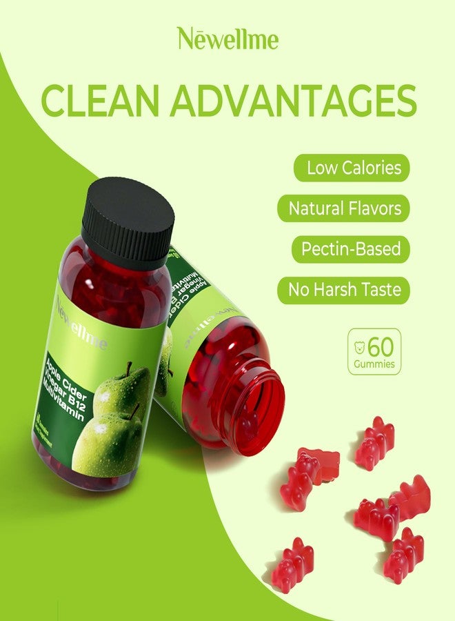 NEWELLME ACV Gummies with The Mother & B12 – Sugar-Free, Great-Tasting Vegan Gummies for Digestion, Metabolism & Daily Energy Support, 60 Count - Image 2