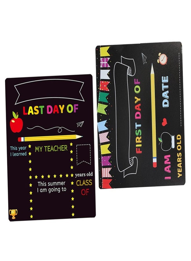 VICASKY 2pcs Chalkboard School Sign Kindergarten Plastic Writing Board for Preschool First Day Photo Prop Classroom Decor - Image 1