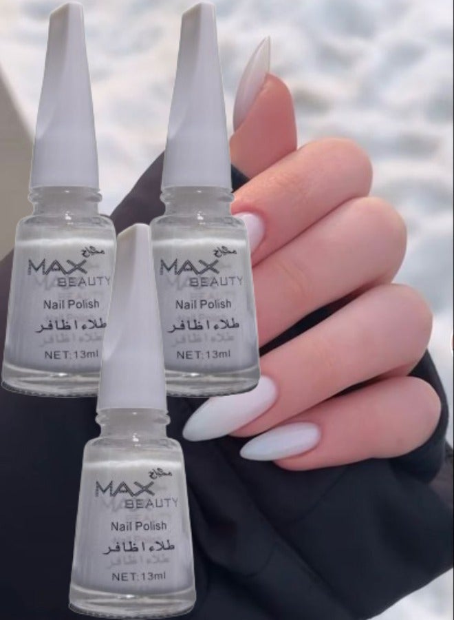 3 قطع طلاء الأظافر  أبيض