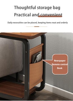 Sinyin Coffee Table, Side Table, Coffee Table With C-Shaped Metal Frame Storage Bag And Wheels, Bedside Table, Small Space Sofa Table, Guest Room, Living Room, Bedroom, Walnut 45*30*65cm  - Image 2