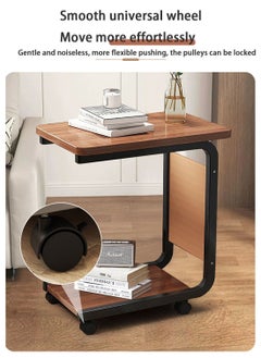 Sinyin Coffee Table, Side Table, Coffee Table With C-Shaped Metal Frame Storage Bag And Wheels, Bedside Table, Small Space Sofa Table, Guest Room, Living Room, Bedroom, Walnut 45*30*65cm  - Image 4
