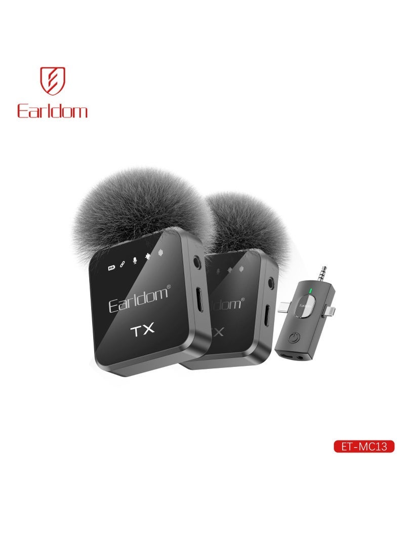 Earldom MC13 AfroCrafts Portable 3-in-1 Wireless Collar Clip Microphone – Versatile Lavalier Mic for Clear, Hands-Free Audio Recording and Streaming - Image 1