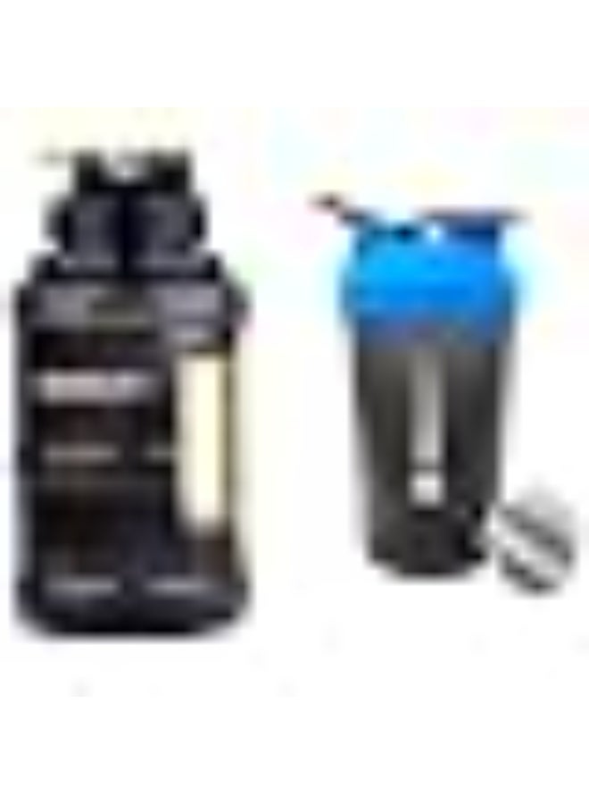 Boldfit Gym Pro | Gallon Bottle (2.5L, For Athletes) + Shaker (500ml) | BPA-Free Plastic | Measurement Marks | For Fitness Enthusiasts | Black/Yellow | FDA Tested