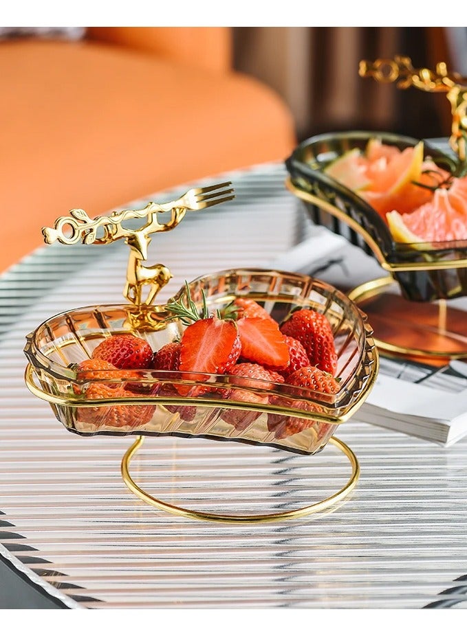 DubaiGallery Dried Fruit Salad Plate Snack Dish Transparent Heart Shape Dessert Jar Dish Grid Food Storage Preserved Tray Box Lid Bowl Luxury - Image 1