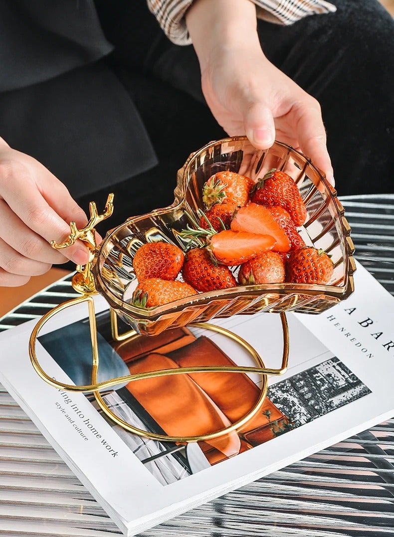 DubaiGallery Dried Fruit Salad Plate Snack Dish Transparent Heart Shape Dessert Jar Dish Grid Food Storage Preserved Tray Box Lid Bowl Luxury - Image 3