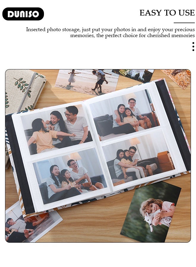 DUNISO 200 Pockets Photo Album Waterproof Linen Photo Album for 4 * 6 Inches photos, Portable Grass pattern Photo Album for Baby Boys Girls Travel Wedding Family - Image 2