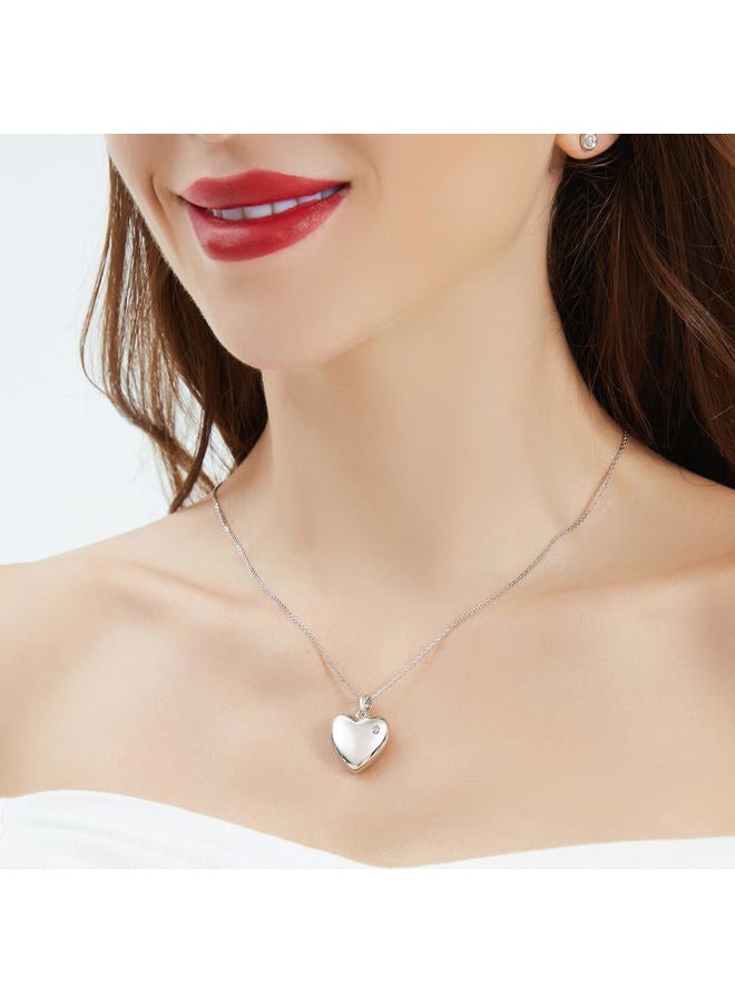YOUFENG Love Heart Locket Necklace That Holds Pictures S925 Silver Photo Lockets Gifts for Women Jewelry, 18 inches, CZ, Cubic Zirconia - Image 3