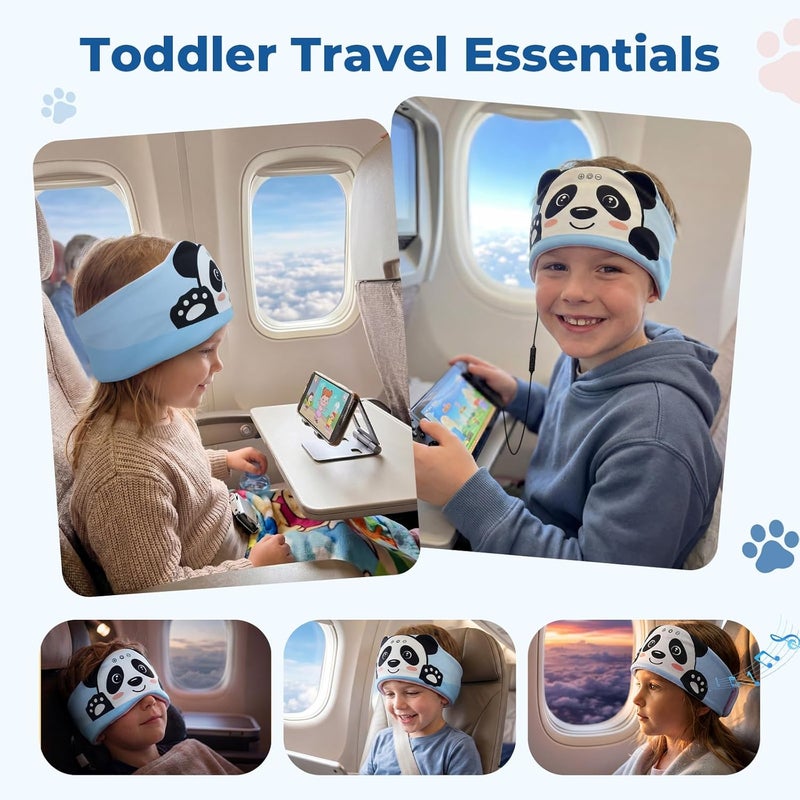 ZHENYEMEI Toddler Headband Headphones Wireless, Kids Bluetooth Earphones for iPad, Safe Volume - Wired School Headphones for Kids with 3.5 MM Jack & Travel Bag Travel Plane Accessories for Boys & Girls (Panda) - Image 4