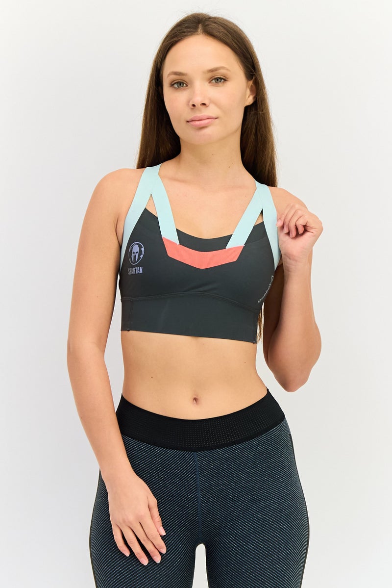 Reebok حمالة صدر رياضية غير مبطنة بشعار العلامة التجارية للنساء، متعددة الألوان - Image 1