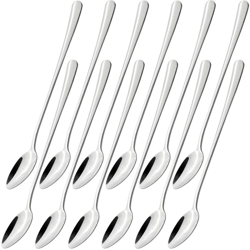 homEdge Stainless Steel Long Handle Spoon, 8.3 Inches Cocktail Stirring Spoons, Coffee Spoon,Set of 12 - Image 1