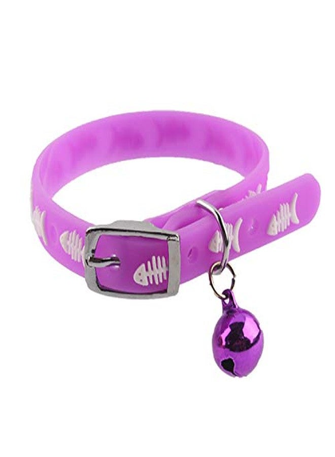 THE DDS STORE Adjustable Multiple Colors Superb Style Pet Dog Rubber Silicone Cat Collar with Bell Puppy Collar Training Collar --((PURPPLE) - Image 2