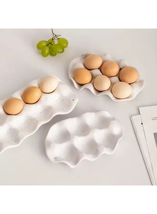 Simple White Porcelain Egg Tray For Refrigerator And Kitchen Organization - Image 3